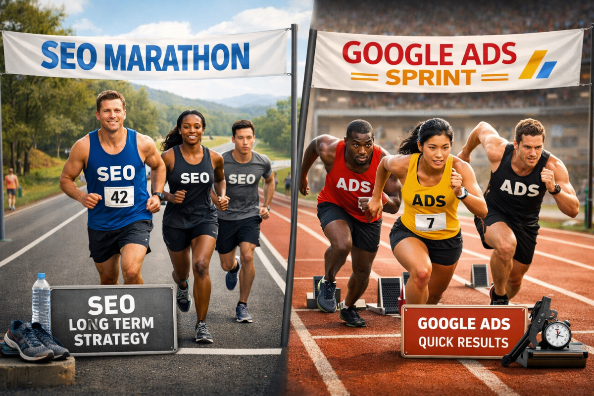 SEO vs Google Ads : Le Marathon et le Sprint pour votre Acquisition Client